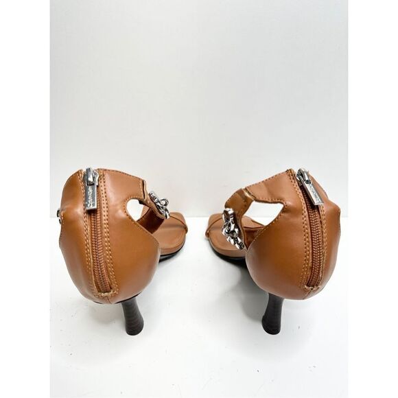 Calvin Klein Sandals Womens Size 8 Brown Chained Open Toe Heels - Picture 6 of 12